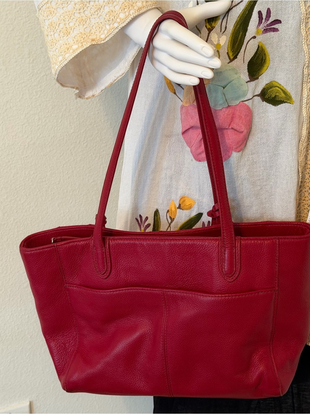 Brighton Red Studded Leather Tote Bag with Tassel and Heart charm - Picture 3 of 9